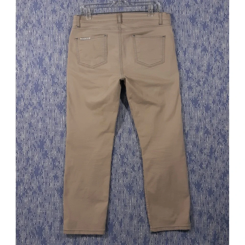 Blue Delta Chino Pants Mens Size Waist 34 Inseam 27.5 Beige Flat Front